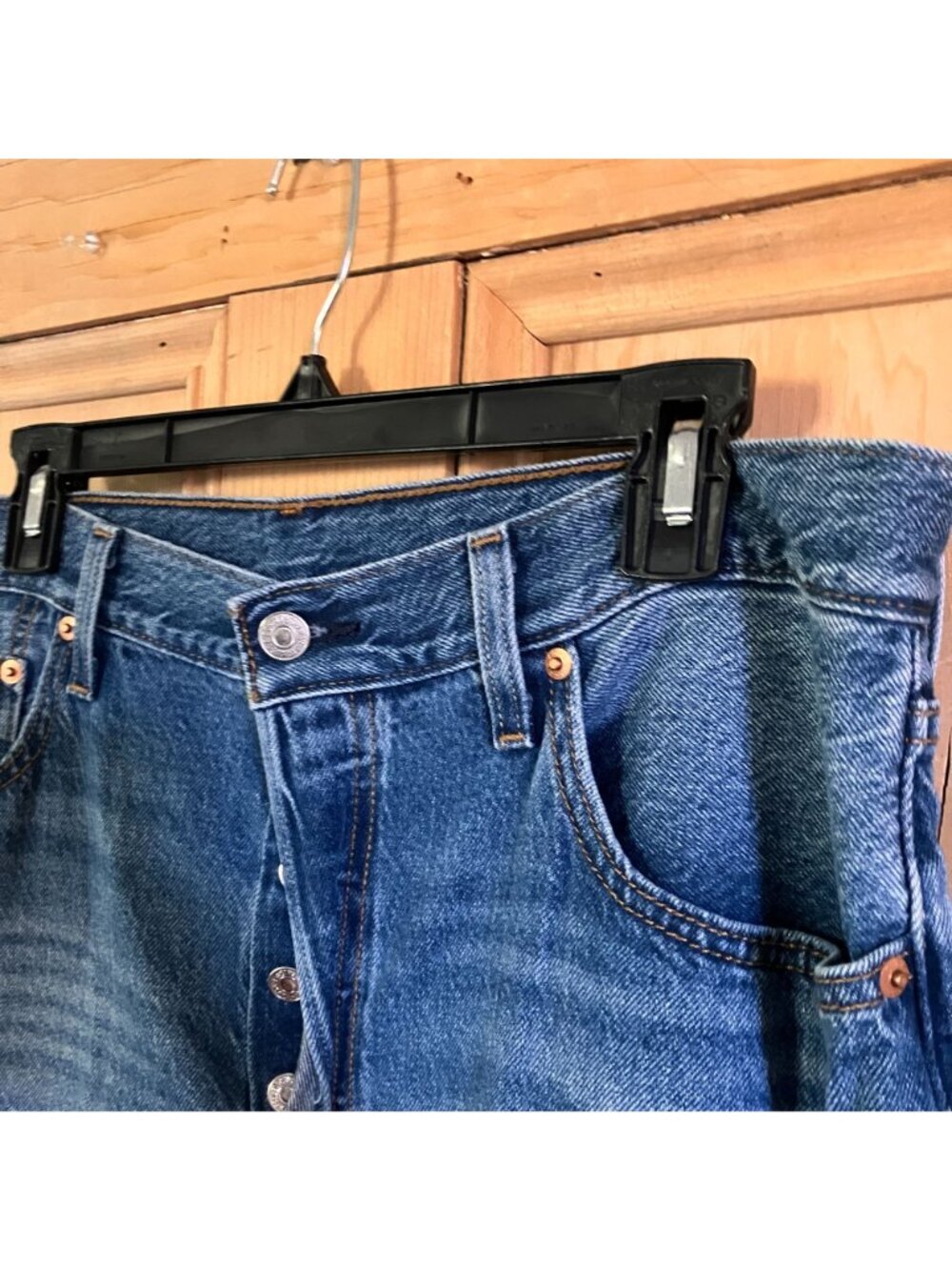 Levi's 501 Womens 90s Fit Premium Big E Straight Jeans Size 32x30 Blue AN EXC - Picture 5 of 12